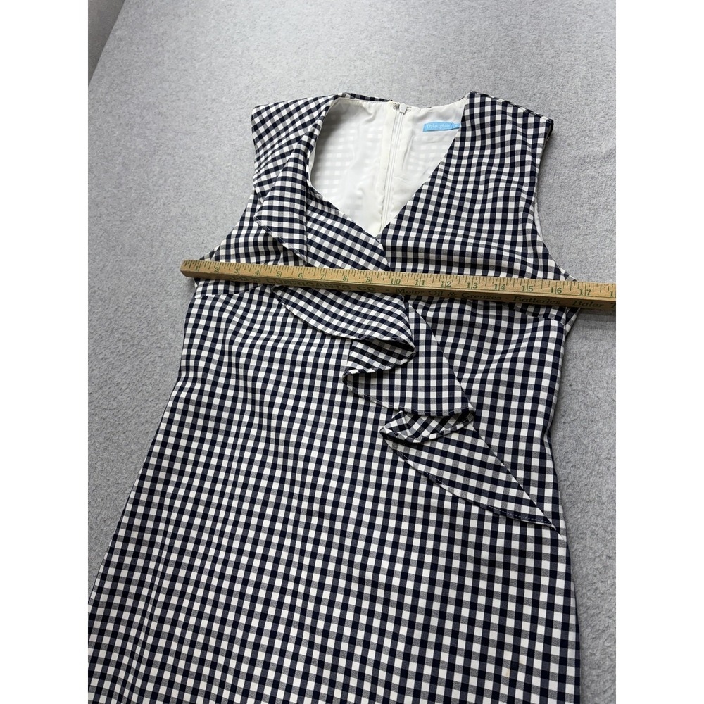 J McLaughlin Dress Womens 6 Blue Gingham Ruffle‎ Sheath Sleeveless Knee Length - Picture 8 of 15